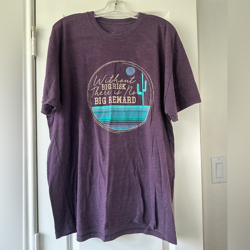 Crazy Train Womens Purple Graphic‎ Tee Cactus Western Boho Streetwear